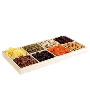 Hammont Rectangular Sectional Wooden Trays - 2 Pack - 7”x14”x1.25” - Eco Friendly Decorative Wooden Tray for Dry Fruits & Candies | Organic Wooden Tray for Gift & Home Décor