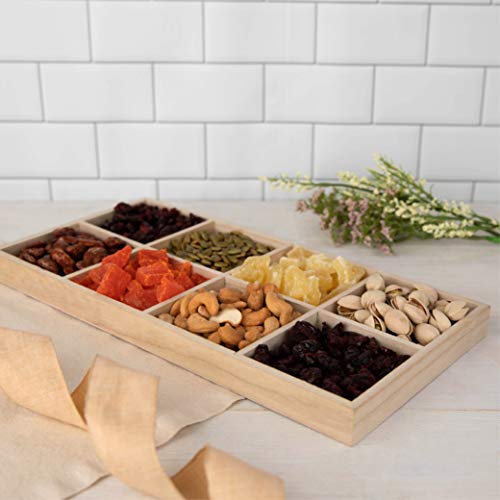 Hammont Rectangular Sectional Wooden Trays - 2 Pack - 7”x14”x1.25” - Eco Friendly Decorative Wooden Tray for Dry Fruits & Candies | Organic Wooden Tray for Gift & Home Décor