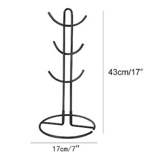 AEKAN Mug Holder,Countertop Mug Tree with Large 6-Mug Holder for Coffee Mugs & Tea Cup Storage Rack