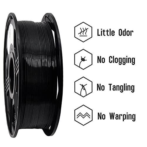YOYI YOYI 3D Printer Filament,PETG Filament 1.75mm 2.2lbs(1kg) Spool, Dimensional Accuracy +/- 0.03 mm,100% New Raw Material,PETG Black