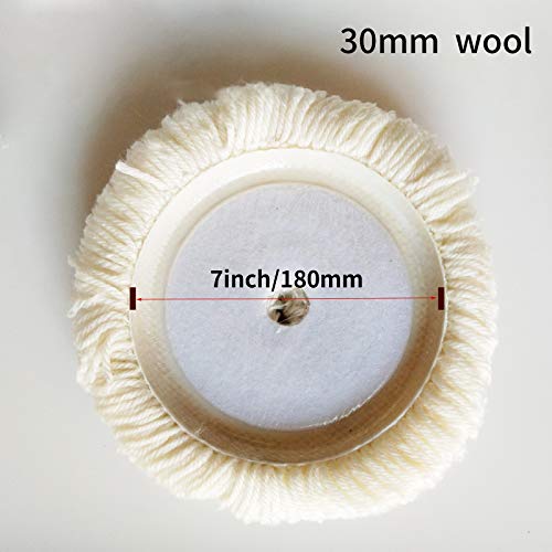 HOFESE Set of 2 Wool Polishing Pads,7inch 100% Natural Wool Hook & Loop Grip Buffing Pad for Compound Cutting & Polishing for Car, Boats, Trucks and Furniture