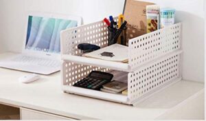 homedecogoods sturdy simple plastic storage drawers, stackable small large sliding basket organizer drawer, white - storage drawers organizer using for office, kitchen, living room (small)