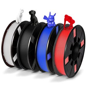 luftzeuge pla filament 1.75mm with excellent adhesion - dimensional accuracy +/- 0.03mm for high precision - fit most fdm printers - 0.25kg per spool - 4 colors bundle (black, white, blue, red)