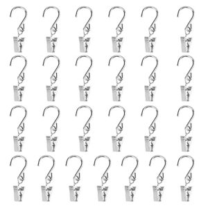 50 pcs s hooks curtain clips stainless steel s hooks clip lamp hook silver metal hanging clips hooks for home decoration, outdoor party hanging wire holder art craft display