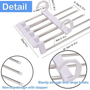 JEWYOCO 2 PCS Space Saving Pants Hangers Non-Slip Clothes Organizer 5 Layered Pants Rack for Scarf Jeans Trousers White