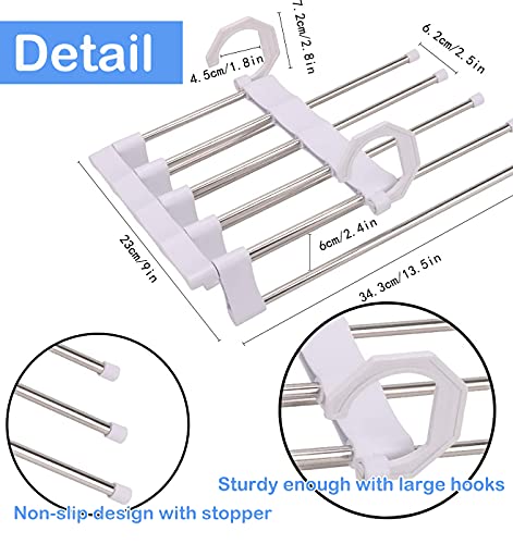 JEWYOCO 2 PCS Space Saving Pants Hangers Non-Slip Clothes Organizer 5 Layered Pants Rack for Scarf Jeans Trousers White