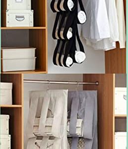 LCXEGO 5 Pockets Foldable Hanging Bag,Hanging Purse Handbag Organizer,Space-Saving Storage Bag System,Suitable for Living Room Bedroom Family use (Black)