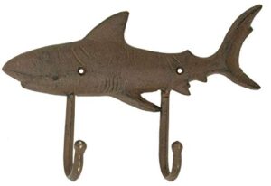 moby dick shark double wall hook cast iron antiqued brown