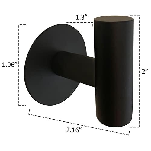 Biomoty Matte Black Adhesive Wall Hooks 2 Packs, Heavy Duty Sticky Towel Hooks for Bathroom Kitchen Door, Wall Mounted Stick on Hook for Coat Towels Keys Robe (Black)