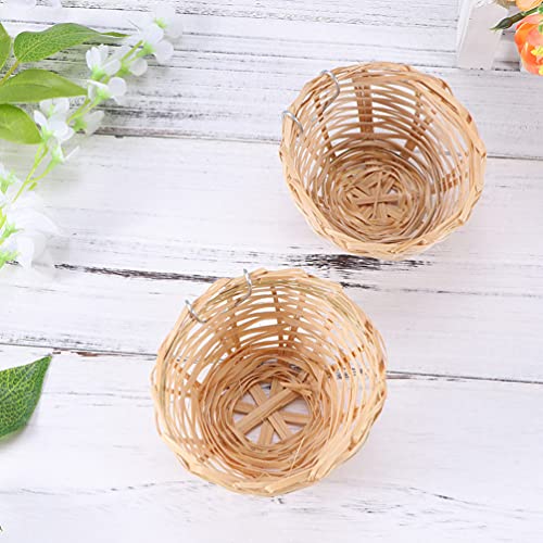 DOITOOL Outdoor Decor 7pcs Bamboo Weaving Breeding with Hooks Handmade Bamboo Pigeon Mat Breeding Egg Pad Breathable Nesting Mat Counntry Style Bird for Canary Swallow Finch Wicker Storage Basket