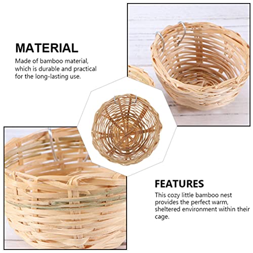 DOITOOL Outdoor Decor 7pcs Bamboo Weaving Breeding with Hooks Handmade Bamboo Pigeon Mat Breeding Egg Pad Breathable Nesting Mat Counntry Style Bird for Canary Swallow Finch Wicker Storage Basket