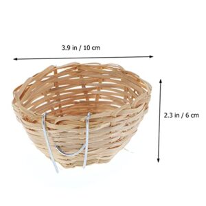 DOITOOL Outdoor Decor 7pcs Bamboo Weaving Breeding with Hooks Handmade Bamboo Pigeon Mat Breeding Egg Pad Breathable Nesting Mat Counntry Style Bird for Canary Swallow Finch Wicker Storage Basket