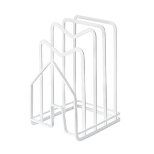 Cutting Board Rack, HLLBRC Chopping Board Organizer Stand Holder Rack, Dishes Plates Pot Pan Lids Rack Organizer for Kitchen Cabinet Countertop (white)