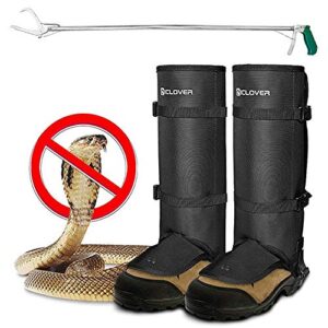ic iclover 62 inch snake tongs+ large snake guards, heavy duty standard reptile snake tongs grabber catcher, lightweight stab-resistant snake gaiters proof leggings, snakes bite proof protection