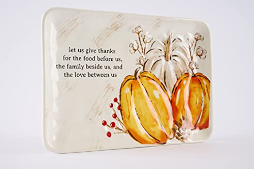 Mud Pie Pumpkin Small Harvest Platter, Let Us, 7" x 10.5", 7" x 10 1/2"