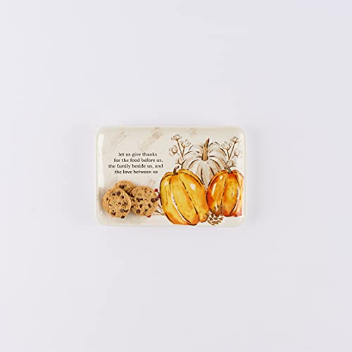 Mud Pie Pumpkin Small Harvest Platter, Let Us, 7" x 10.5", 7" x 10 1/2"