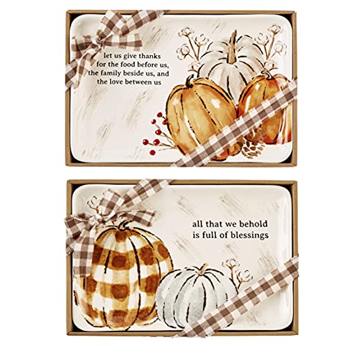 Mud Pie Pumpkin Small Harvest Platter, Let Us, 7" x 10.5", 7" x 10 1/2"