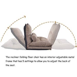 LTT Folding Futon Sofa,Sofa Bed, Dual-Purpose Multi-Functional Adjustable Video Gaming Sofa Lounge Sofa with Two Pillows