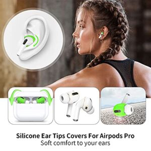 WQNIDE Cover Case for Airpods Pro, [14 in 1] Silicone Accessories Set Protective Case Cover for Airpod Pro Case with Ear Tip/Ear Hook/Strap/Watch Band Holder/Brush/Keychain/Carrying Box (Green)