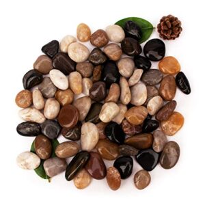 18 pounds pebbles aquarium gravel river rock, natural polished decorative gravel, polished pebbles,garden ornamental river pebbles rocks, mixed color stones for landscaping vase fillers (18.3)