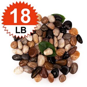 18 Pounds Pebbles Aquarium Gravel River Rock, Natural Polished Decorative Gravel, Polished Pebbles,Garden Ornamental River Pebbles Rocks, Mixed Color Stones for Landscaping Vase Fillers (18.3)