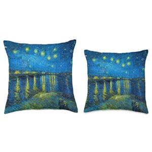 Van Gogh Fine Art Museum Accents Vincent Van Gogh Starry Night Over The Rhone Blue Art Accent Throw Pillow, 16x16, Multicolor