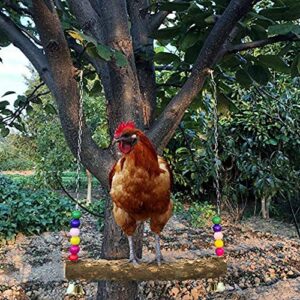 Wooden Chicken Swing Toys-Colorful Chicken Stand Perch Toy Handmade Bird Swing Toy Chicken Coop Accessories for Chicken, Swing Toys with Natural Wooden for Parrot Training，Hens, Medium&Large Bird