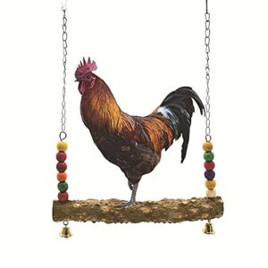 Wooden Chicken Swing Toys-Colorful Chicken Stand Perch Toy Handmade Bird Swing Toy Chicken Coop Accessories for Chicken, Swing Toys with Natural Wooden for Parrot Training，Hens, Medium&Large Bird