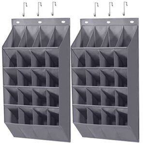 storage maniac over the door shoe organizer, 2 pack hanging shoe organizer, 20 large pockets shoe storage rack organizer for closet and dorm narrow door shoe storage, grey