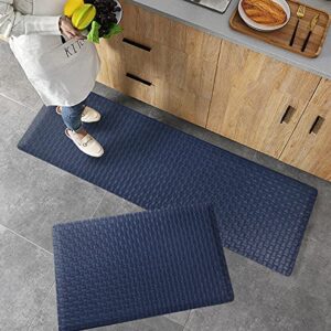 Asvin Premium Kitchen Mat Set, Anti Fatigue PVC Kitchen Floor Mat and Rug, 17"x30"+17"x47", Cushioned, Waterproof, Heavy Duty Kitchen Sink Mat for Home, Farmhouse, Indoor, Blue