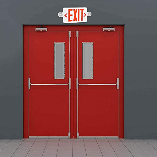 Red LED Exit Sign with Emergency Lights, Two LED Adjustable Head Emergency Exit Lights with Battery Backup, Dual LED Lamp ABS Fire Resistance UL-Listed 120-277V