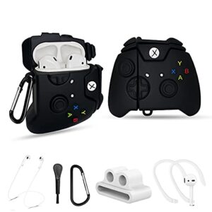 cover for airpods 2/1 case, wqnide 6 in 1 accessories set protective airpods cover, unique fashion funny cute 3d cartoon game controller airpod silicone case cover design for boys girls men
