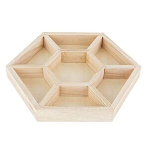 hammont hexagon sectional wooden trays - 2 pack - 10.5”x10.5”x1” - eco friendly decorative wooden tray for dry fruits & candies | organic wooden tray for gift & home décor