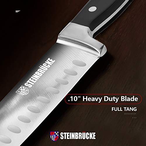 STEINBRÜCKE Santoku Knife Kitchen Knife 7 Inch Razor Sharp Chef Knife From German Stainless Steel, Cooking Knife with Full Tang and Ergonomic Handle for Meat, Vegetables and Fruits