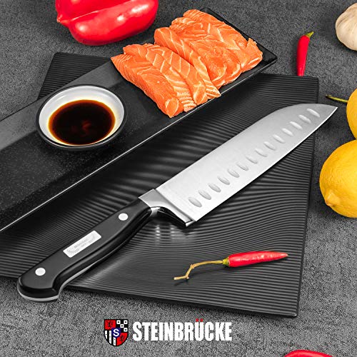 STEINBRÜCKE Santoku Knife Kitchen Knife 7 Inch Razor Sharp Chef Knife From German Stainless Steel, Cooking Knife with Full Tang and Ergonomic Handle for Meat, Vegetables and Fruits