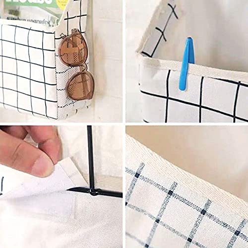 DRON TOOON Fabric Wall Hanging Storage Caddy Bag Over The Door Pouch Organizer for Bedroom Bathroom Kitchen (3Pack-A)