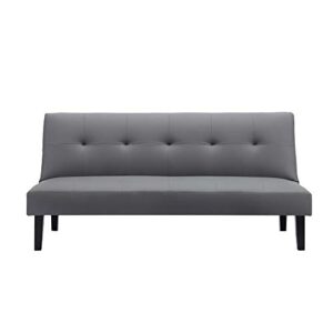 ltt futon sofa bed, futon couch, folding sofa bed dual-purpose multi-functional grey pu solid wood legs sofa bed