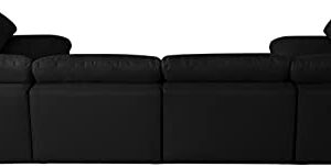 Meridian Furniture Plush Collection Contemporary Down Filled Cloud-Like Comfort Overstuffed Velvet Upholstered Modular U-Shaped Sectional, 6-Seater, Armless, Black