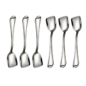 ice cream spoons, shovel spoons, 18/10 stainless steel spoons set of 6, dessert spoons 6.0-inch, silver