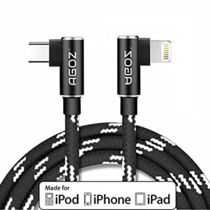Agoz 10FT Apple MFI Certified Lightning to USB C Cable 90° Right Angle FAST Charger Cord Compatible With iPhone 14, 13, 12 Pro Max, iPhone SE, 11 Pro Max, iPhone XS MAX, iPhone XR X XS, iPhone 8 7 6 5