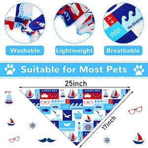 8 Pieces Nautical Dog Bandanas Summer Pets Bandana Ocean Pets Triangle Scarf Bibs Puppy Bibs Adjustable Dog Bandanas Washable Sea Turtle Pets Triangle Scarf Accessories for Most Pet Wearing