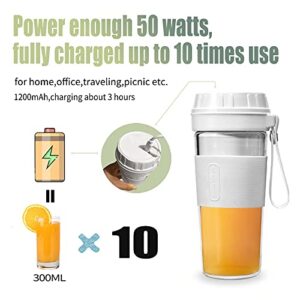 Portable Blender,Mini Blender for Shakes and Smoothies,50W High Power Personal Blender with Rechargeable USB, Made with BPA-Free Material Portable Juicer (White)