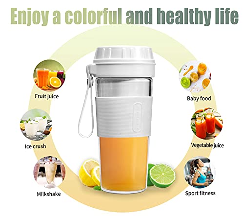 Portable Blender,Mini Blender for Shakes and Smoothies,50W High Power Personal Blender with Rechargeable USB, Made with BPA-Free Material Portable Juicer (White)