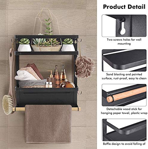 Magnetic Spice Rack,Magnetic Paper Towel Holder Super Magnetic Shelf Spice Rack Spice Organizer for Kitchen Organization and Storage Kitchen Storage Magnetic Spice Rack for Refrigerator Black