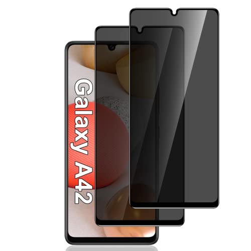 for Samsung Galaxy A42 5G Privacy Screen Protector, Anti Spy Anti Peeping Anti Scratch HD Tempered Glass Protective Glass Film Screen Protector for Samsung Galaxy A42 5G, Case Friendly, Easy Install (2 Pack - Black)