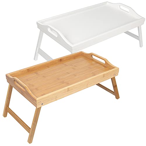 Artmeer Bed Tray Table with Folding Legs Wooden Serving Breakfast in Bed or Platter Tray,TV Table Laptop Computer Tray Snack Tray Large Size