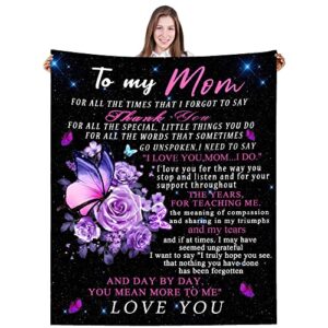 kaseter gifts for mom to my mom blanket from daughter son flower butterfly throw blankets for couch bedroom sofa warm blanket positive encourage and love 50x60 in