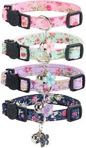 nisyye breakaway cat collar with bell, 4 pack safety adjustable cat collars set