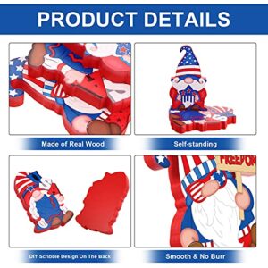 3 Pieces Patriotic Table Decorations American Gnome Wooden Signs Wood Freestanding Table Centerpieces for American Independence Day Memorial Day Veteran Day Party Decor (Classic Style)