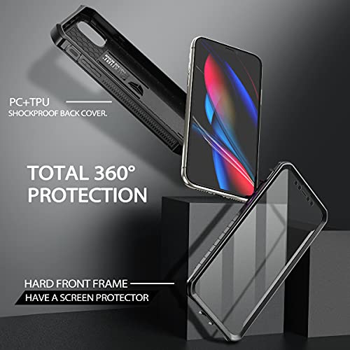 Dexnor for iPhone 11 Case, [Built in Screen Protector and Kickstand] Heavy Duty Military Grade Protection Shockproof Protective Cover for iPhone 11, 6.1 inch Dark Black